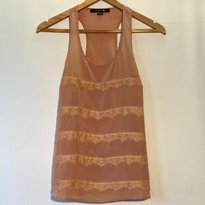 Forever 21 Soft Peach Lace-Trim Racerback Tank Top